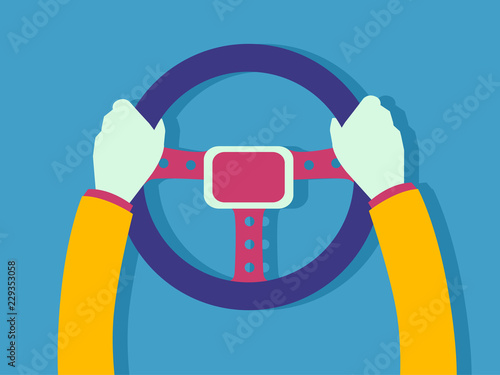 Hands Steering Wheel Driver Illustration