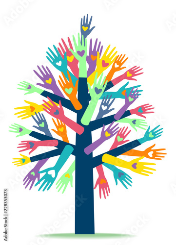 Hands Heart Tree Charity Organization Illustration