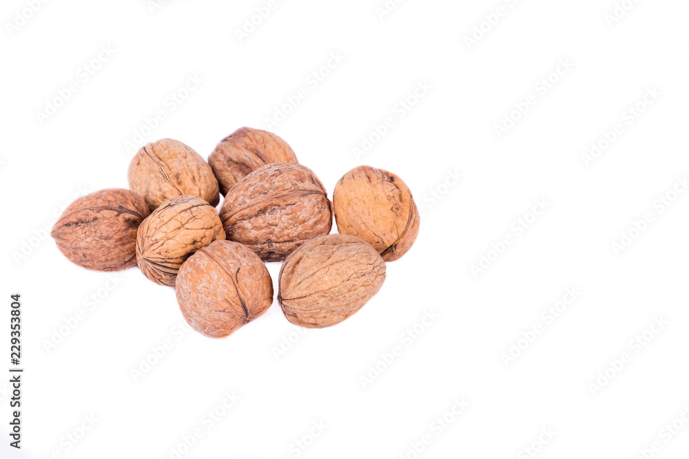 Seasonal autumn nuts isolated on white background Seasonal autumn nuts isolated on white background