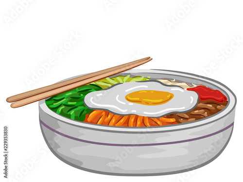 Korean Food Bibimbap Illustration