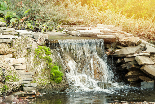 Fototapeta Naklejka Na Ścianę i Meble -  Water source. Waterfall. Landscaping in the park