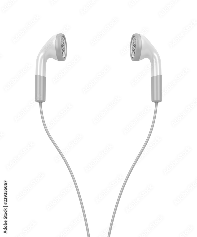 White modern earphones