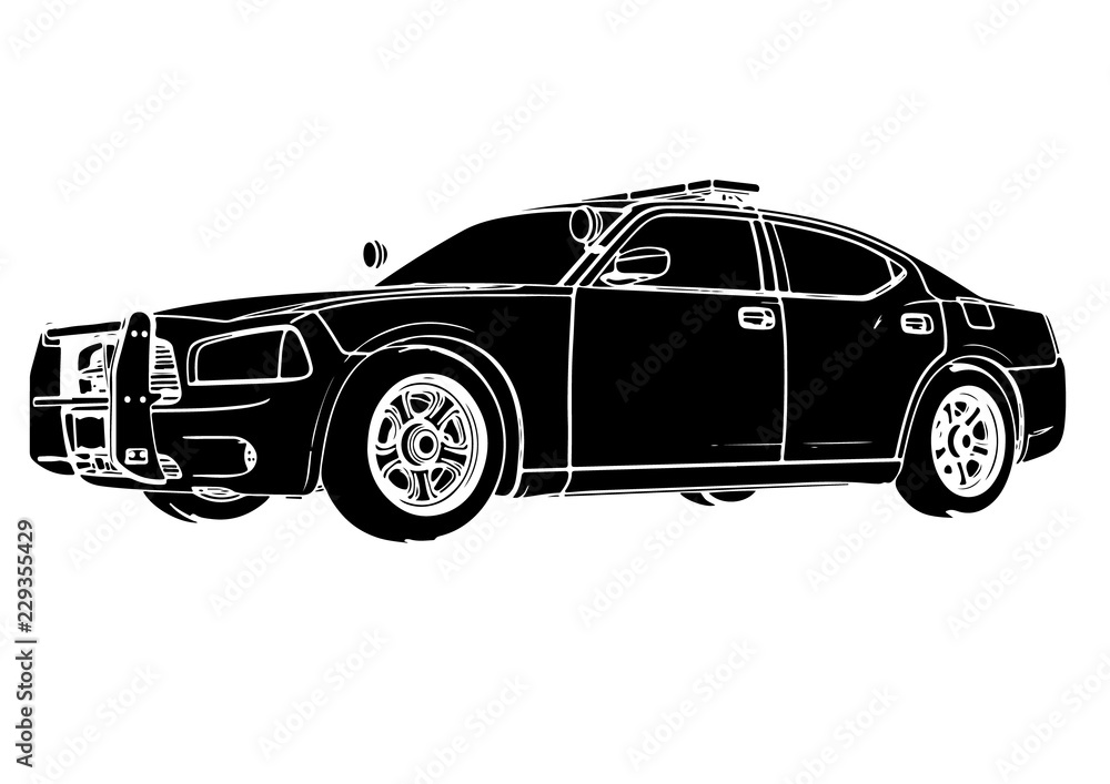 Naklejka premium silhouette police car vector