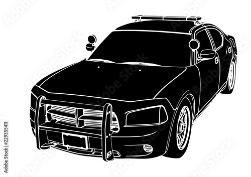 silhouette police car vector