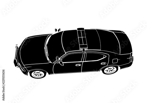 silhouette police car vector