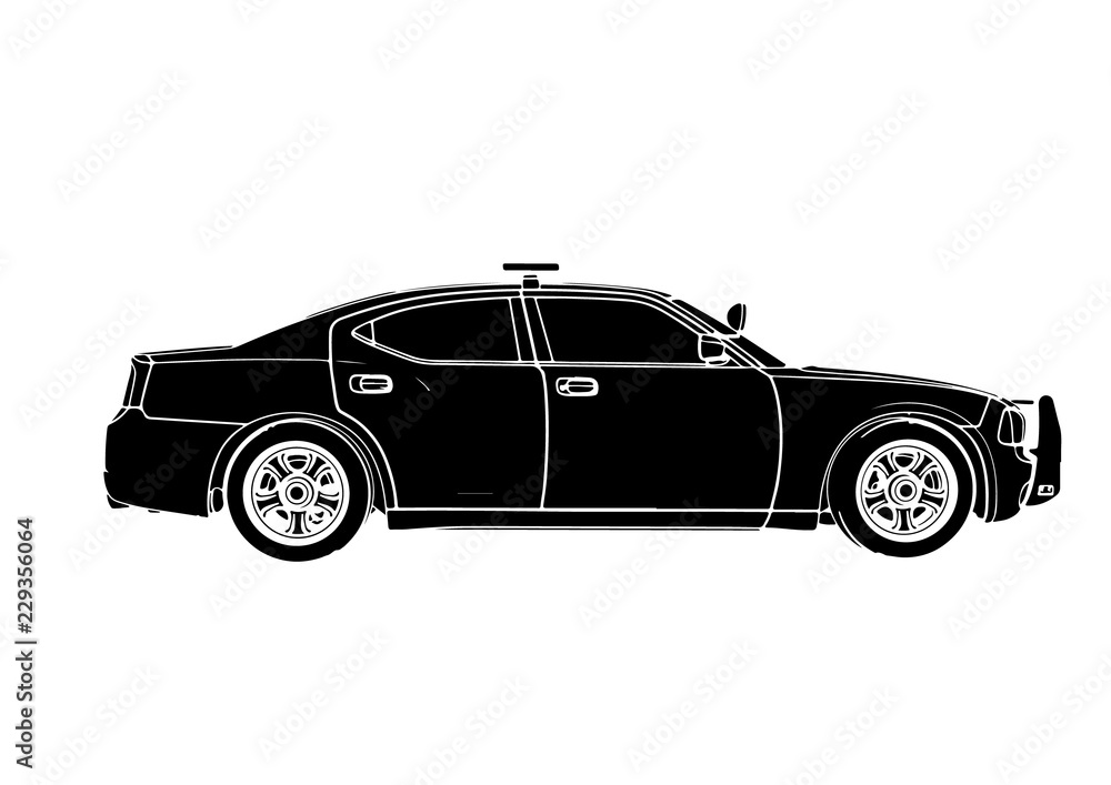 silhouette police car vector