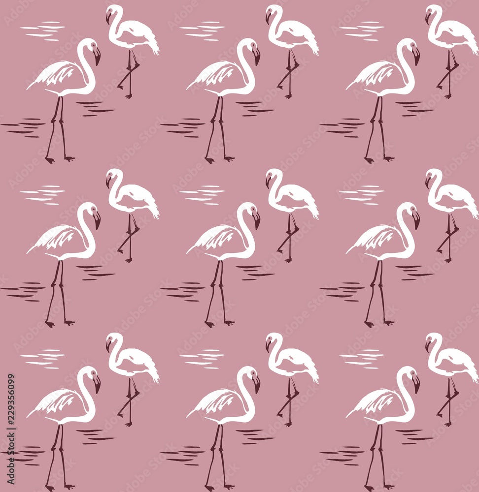 Obraz premium Seamless vector pattern with flamingo