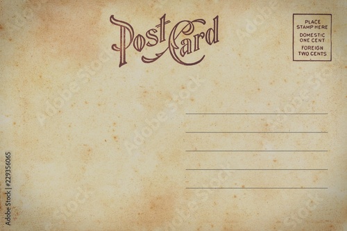 Back of vintage blank postcard with dirty stain