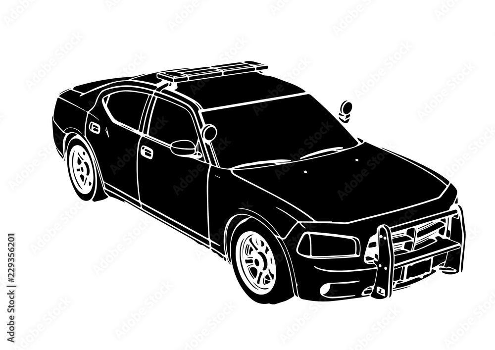 silhouette police car vector