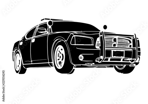 silhouette police car vector