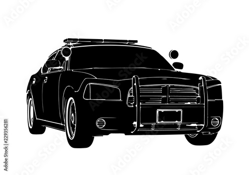 silhouette police car vector