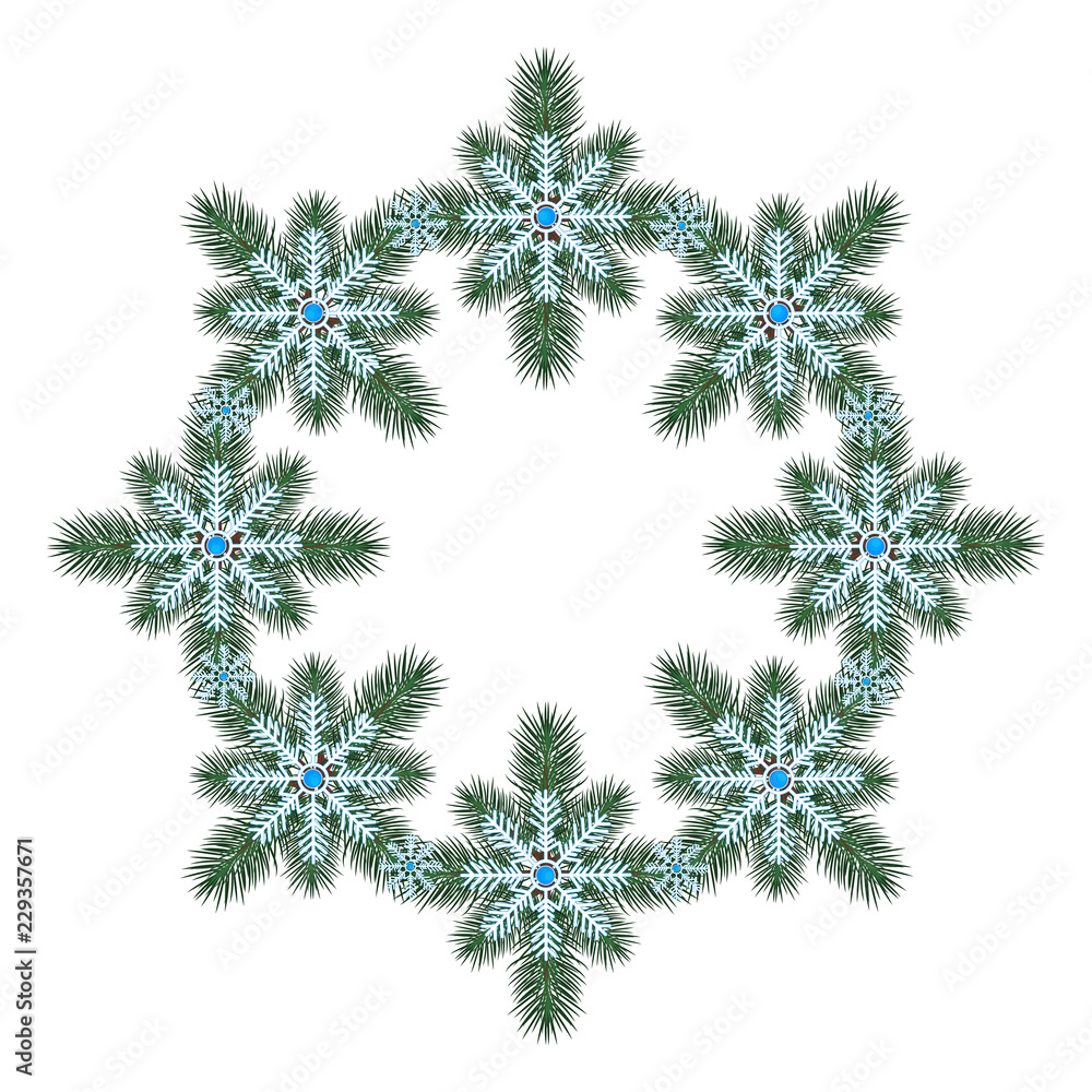 Christmas wreath with snowflakes. Christmas wreath with snowflakes.