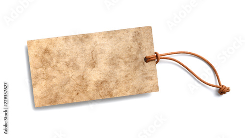 parchment label with leather cord