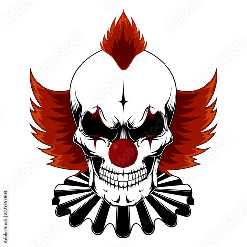 Vector image of an evil clown skull.