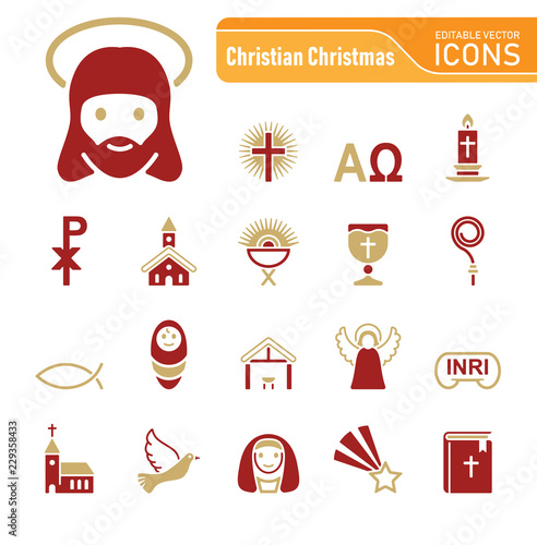 Christian Christmas - Icons (Red & Gold)