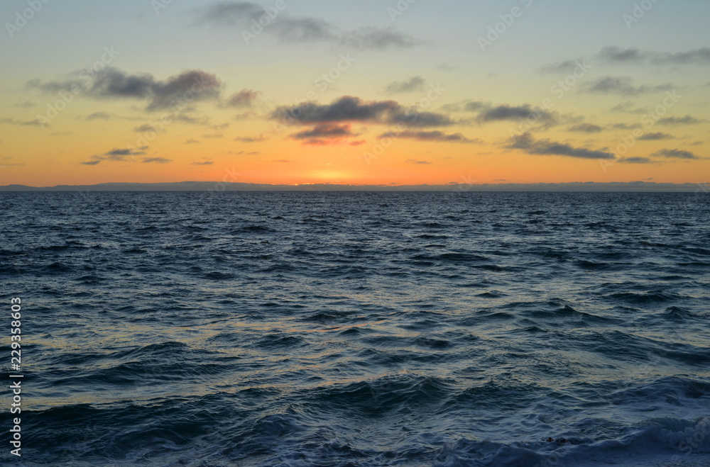 Sunset at the pacific ocean in california