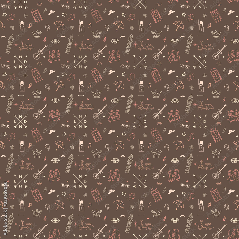 vector pattern with pictures on the theme of England. For those who like to travel. vector pattern with pictures on the theme of England. For those who like to travel.