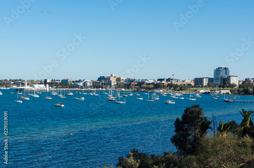 View of the central Geelong waterfront from Drumcondra, Australia.