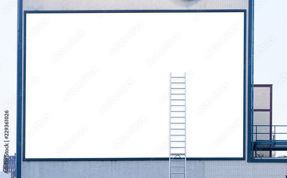 Empty billboard with ladder