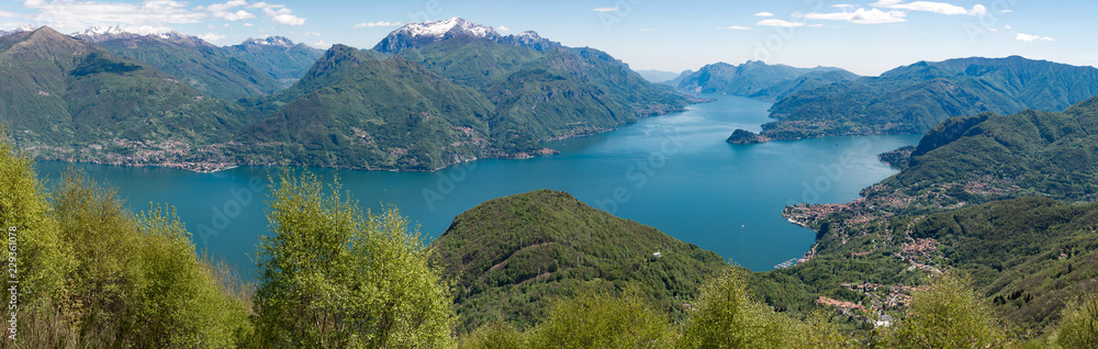 Panoramic picture of Lake Como seen from the Menaggio refuge