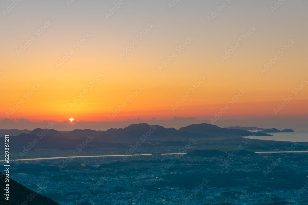 皿倉山展望台から眺める夕暮れ