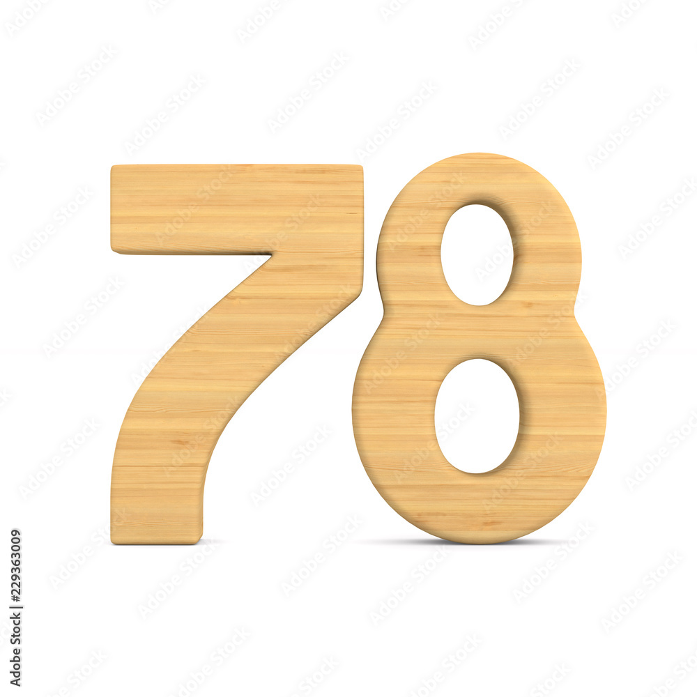 Number seventy eight on white background. Isolated 3D illustration Number seventy eight on white background. Isolated 3D illustration