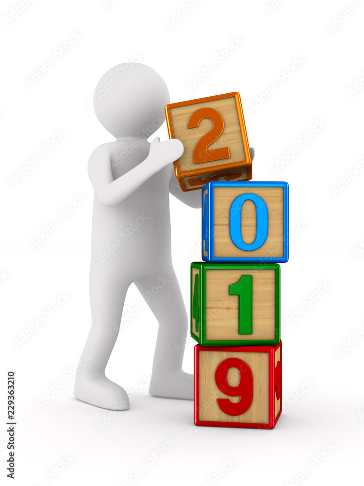 2019 new year. Isolated 3D illustration 2019 new year. Isolated 3D illustration