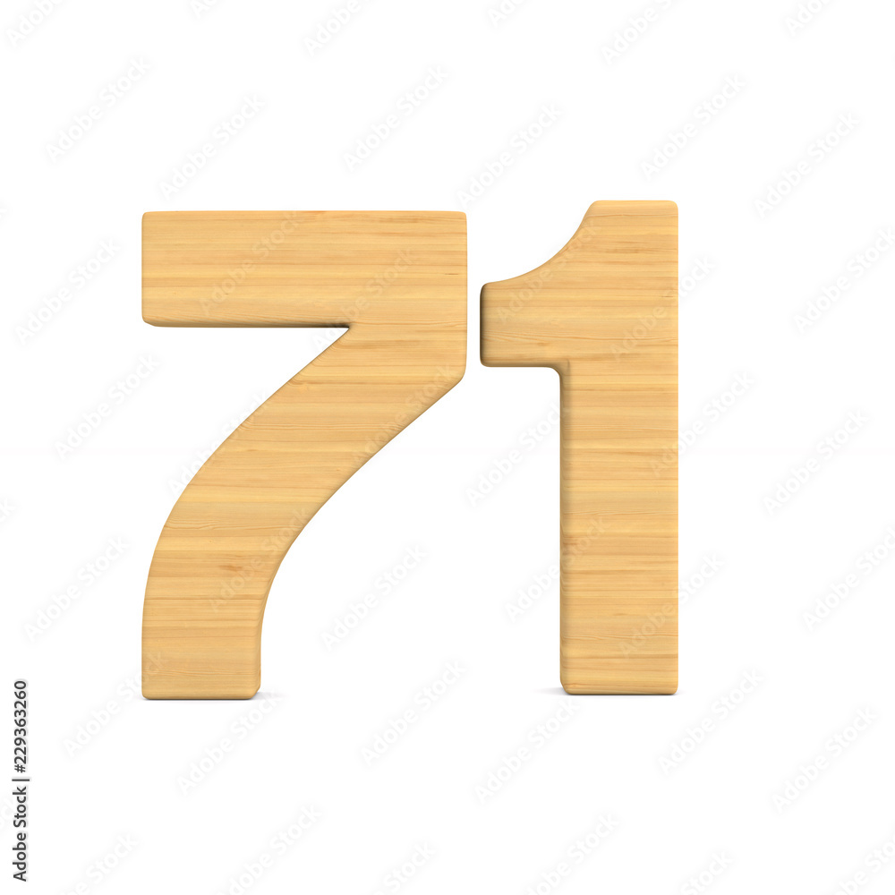 Number seventy one on white background. Isolated 3D illustration Number seventy one on white background. Isolated 3D illustration