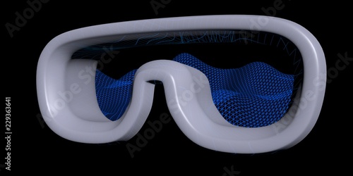 Virtual reality mask illustration on dark background. VR glasses technology concept. 3D illustration