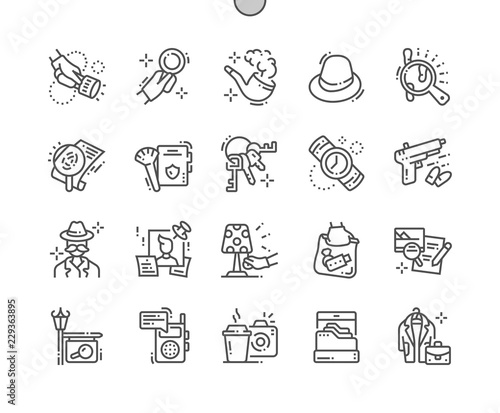 Private Detective Well-crafted Pixel Perfect Vector Thin Line Icons 30 2x Grid for Web Graphics and Apps. Simple Minimal Pictogram