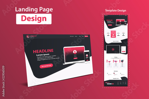 Website Landing Page Design Web Analytics Website Vector Template Design