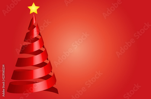 Árbol de navidad hecho con cintas rojas.