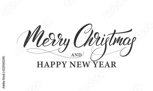 Merry Christmas and Happy New Year. Lettering calligraphy for Winter holidays.