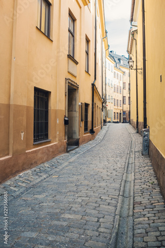 Fototapeta Naklejka Na Ścianę i Meble -  Gamla Stan,street of old town  in Stockholm, Sweden