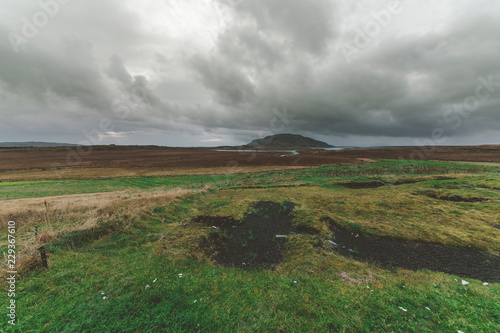 View across Þorláksbúð a turf house next to Cathedral of Skálholt.on the Golden Circle in Southern Iceland photo