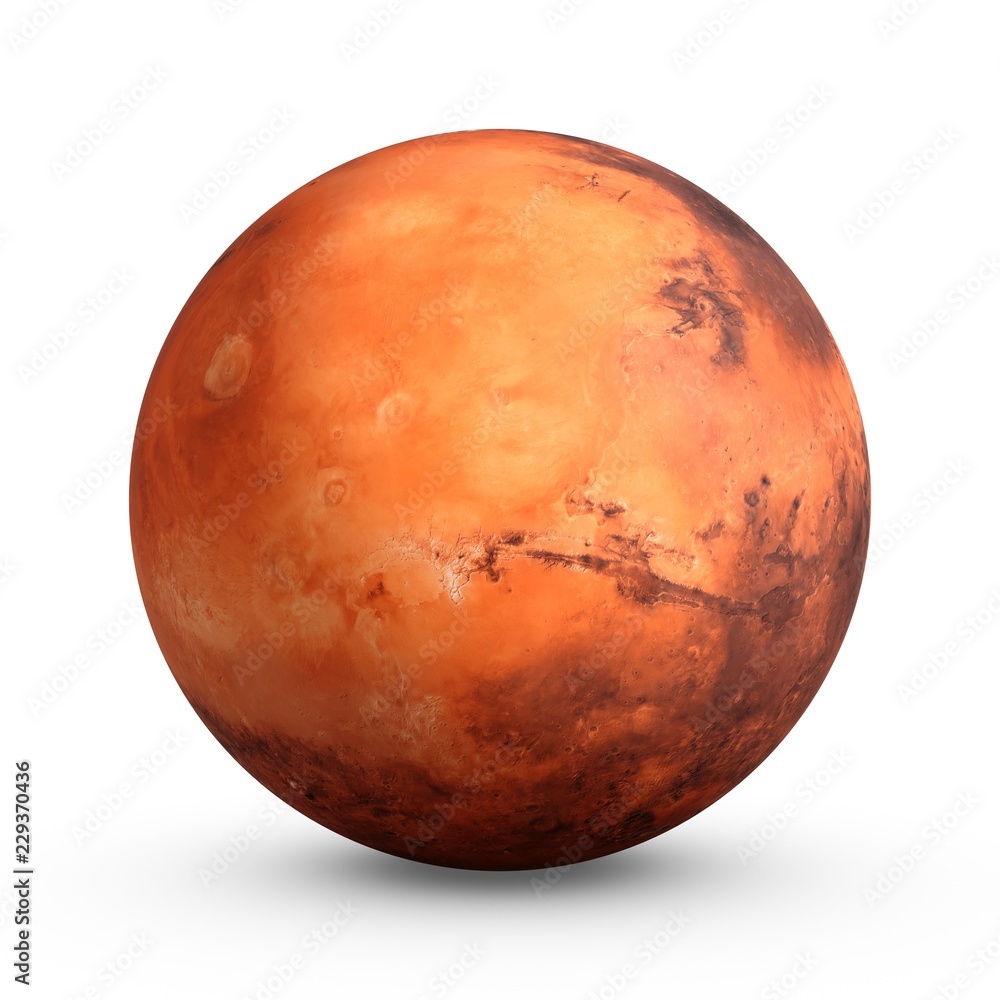 Obraz premium 3D Rendering Planet Mars isolated on white