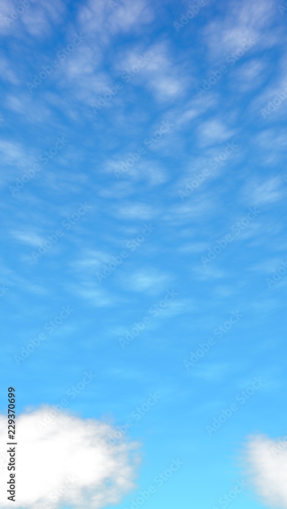Blue sky background with white clouds. Abstraction group of clouds on clear blue sky on sunny day. 3D illustration Blue sky background with white clouds. Abstraction group of clouds on clear blue sky on sunny day. 3D illustration