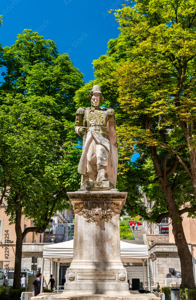Statue of Sergent Blandan on Sathonay Square in Lyon, France