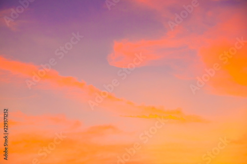 Colorful sunset dramatic sky with cloud