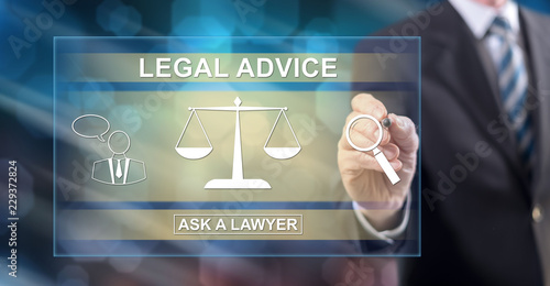 Man touching a legal advice concept