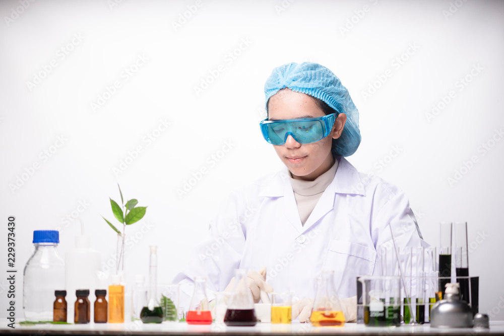 A girl technician scientist in a medical laboratory A girl technician scientist in a medical laboratory