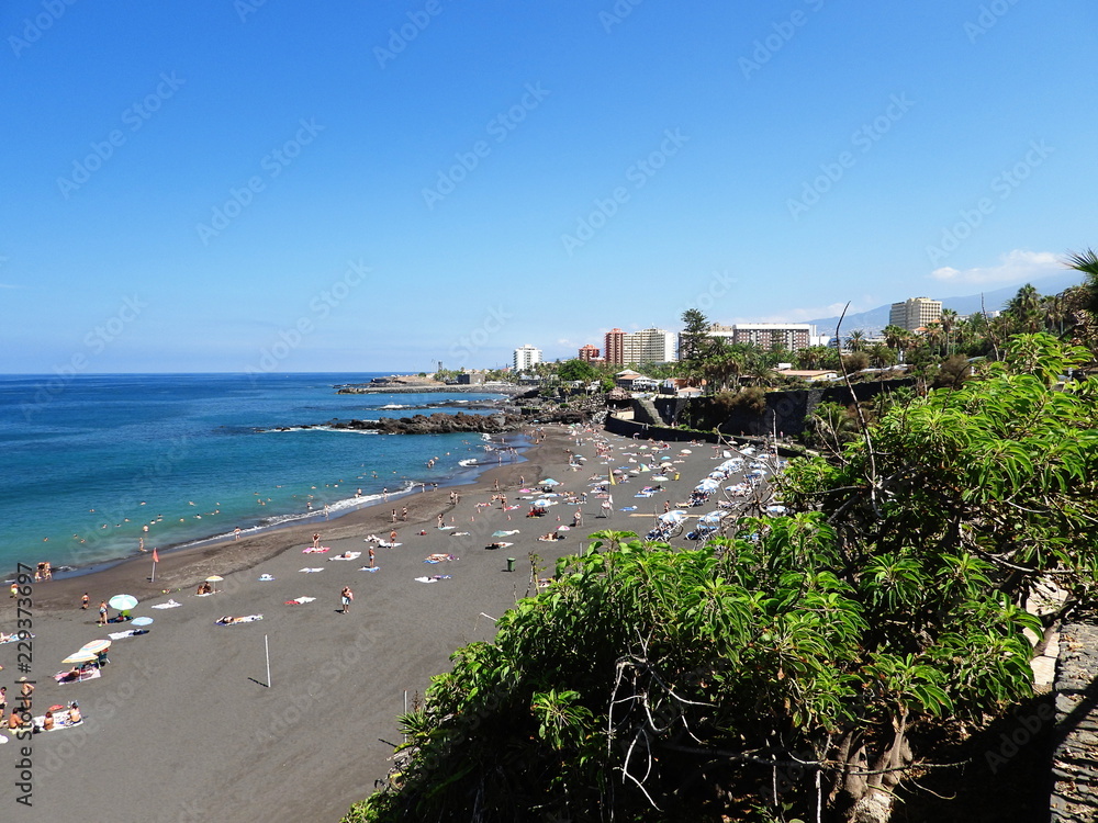 Playa Jardin in Puerto de la Cruz, north of Tenerife, Canary Islands, Spain. 