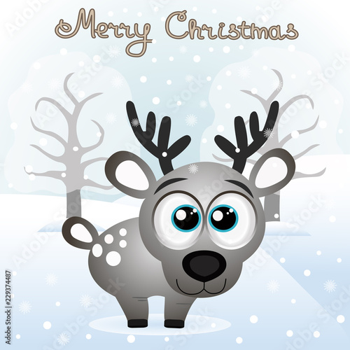 Christmas card. Funny card with a Christmas deer.