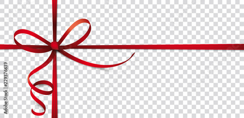 Rotes Geschenkband mit Schleifen auf transparentem Hintergrund