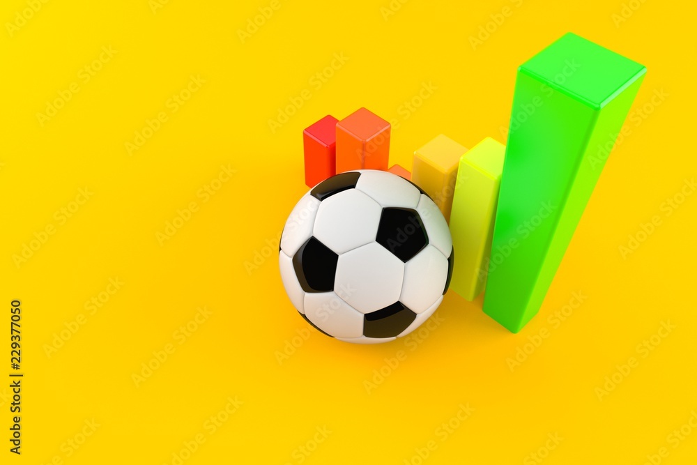 Obraz premium Soccer ball with chart