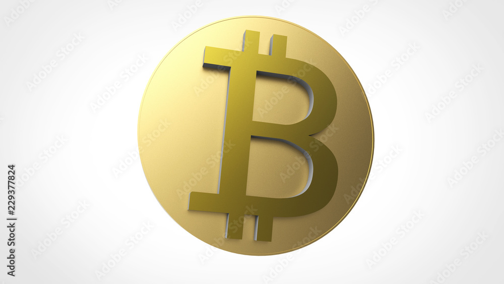 Golden bitcoin coin isolated on white background. Golden bitcoin coin isolated on white background.