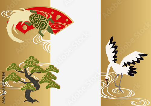 和柄の素材 鶴と亀と松のデザイン素材 のし袋 Stock ベクター Adobe Stock