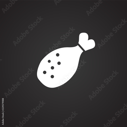 Chicken haunch on black background icon