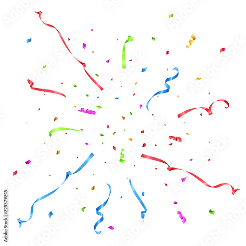 Multicolor serpentine burst isolated on white background. Vector holiday design element.