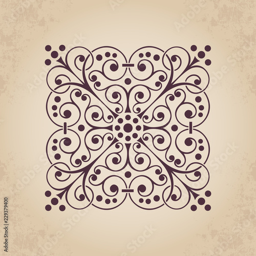 Decorative calligraphic ornamental element for design in vintage style